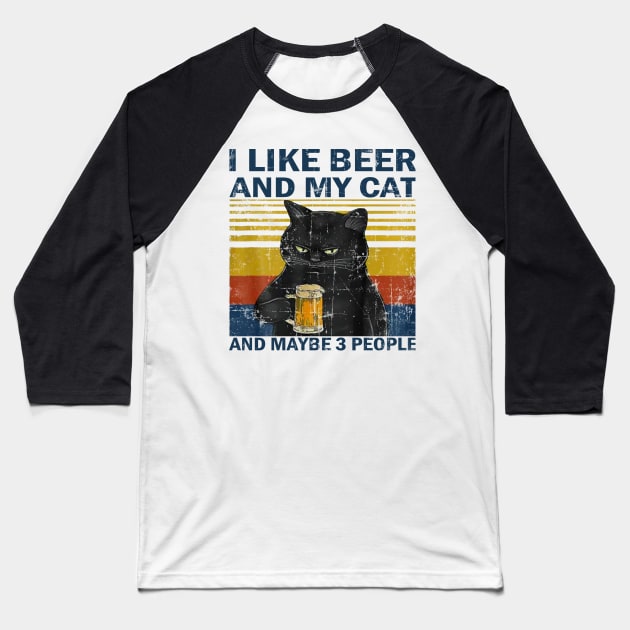 I like beer and my cat vintage Baseball T-Shirt by Veljam